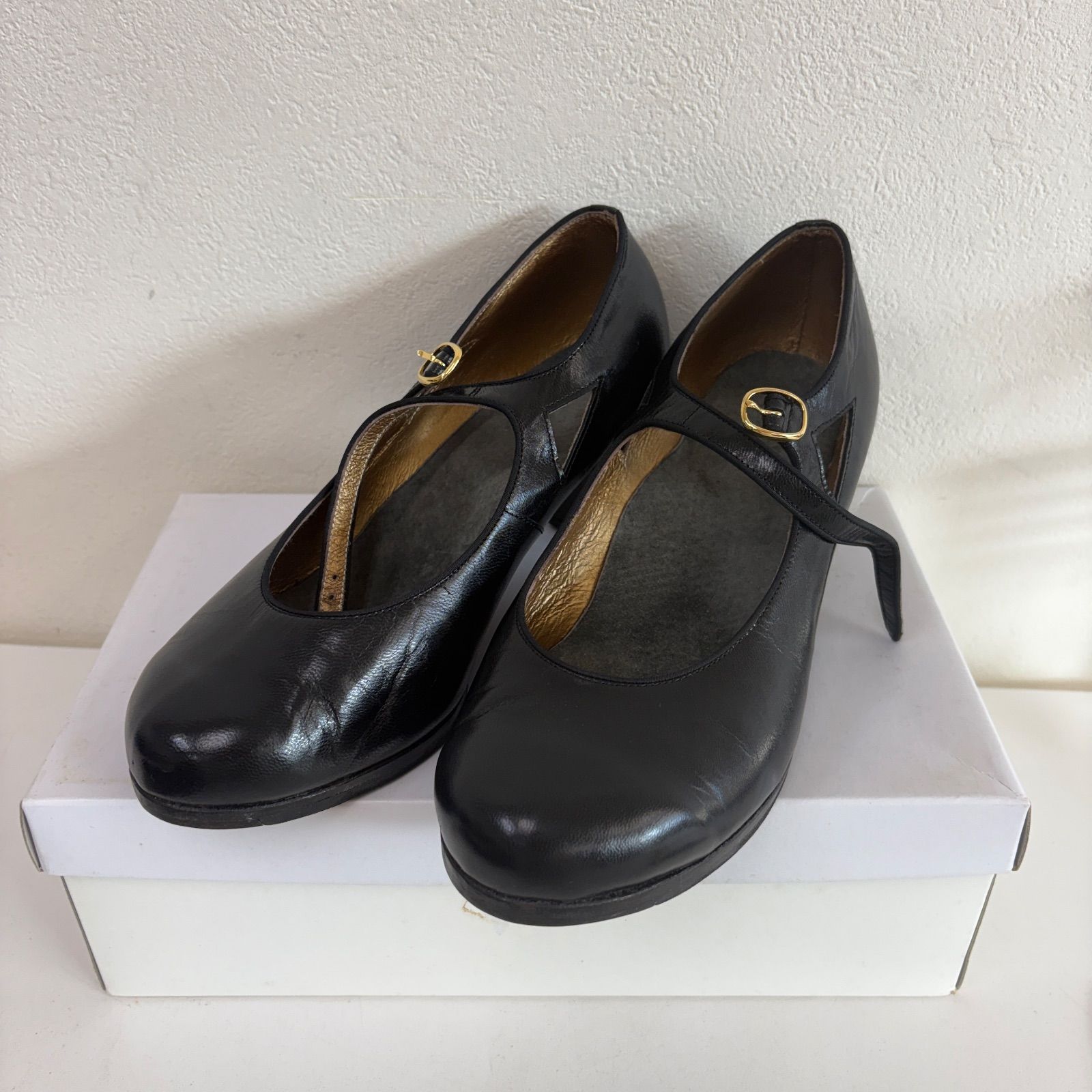 avignon】フラメンコシューズ 23cm 黒 ヒール5㎝ パンプス クッション