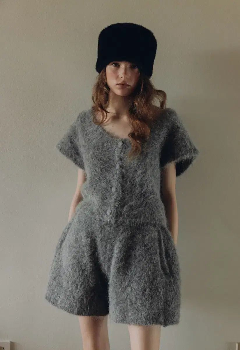 パルベン アルパカ アルト ヘイリ ショート スリーブ ニット カーディガン グレー