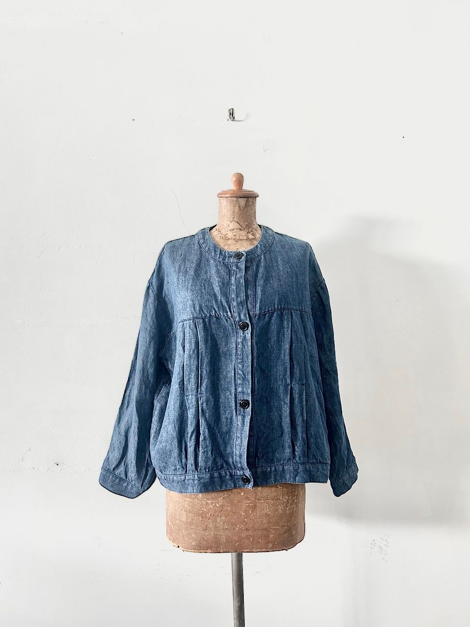 美品】Atelier d'antan Andre ノーカラーリネンデニムジャケット