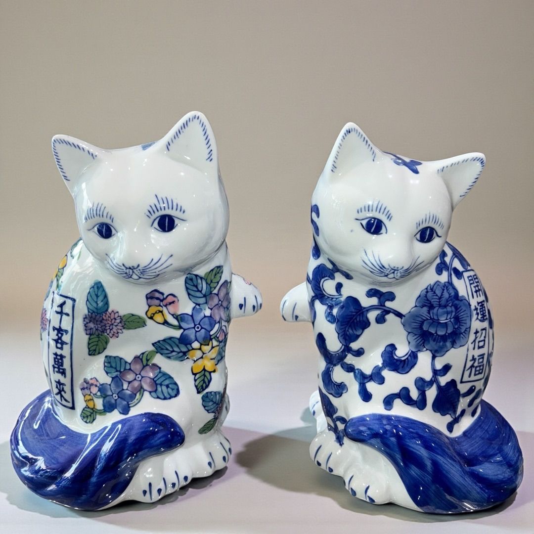 某有名資産家委託品 縁起物 招き猫 千客萬来 開運招き猫 ペアセット 美