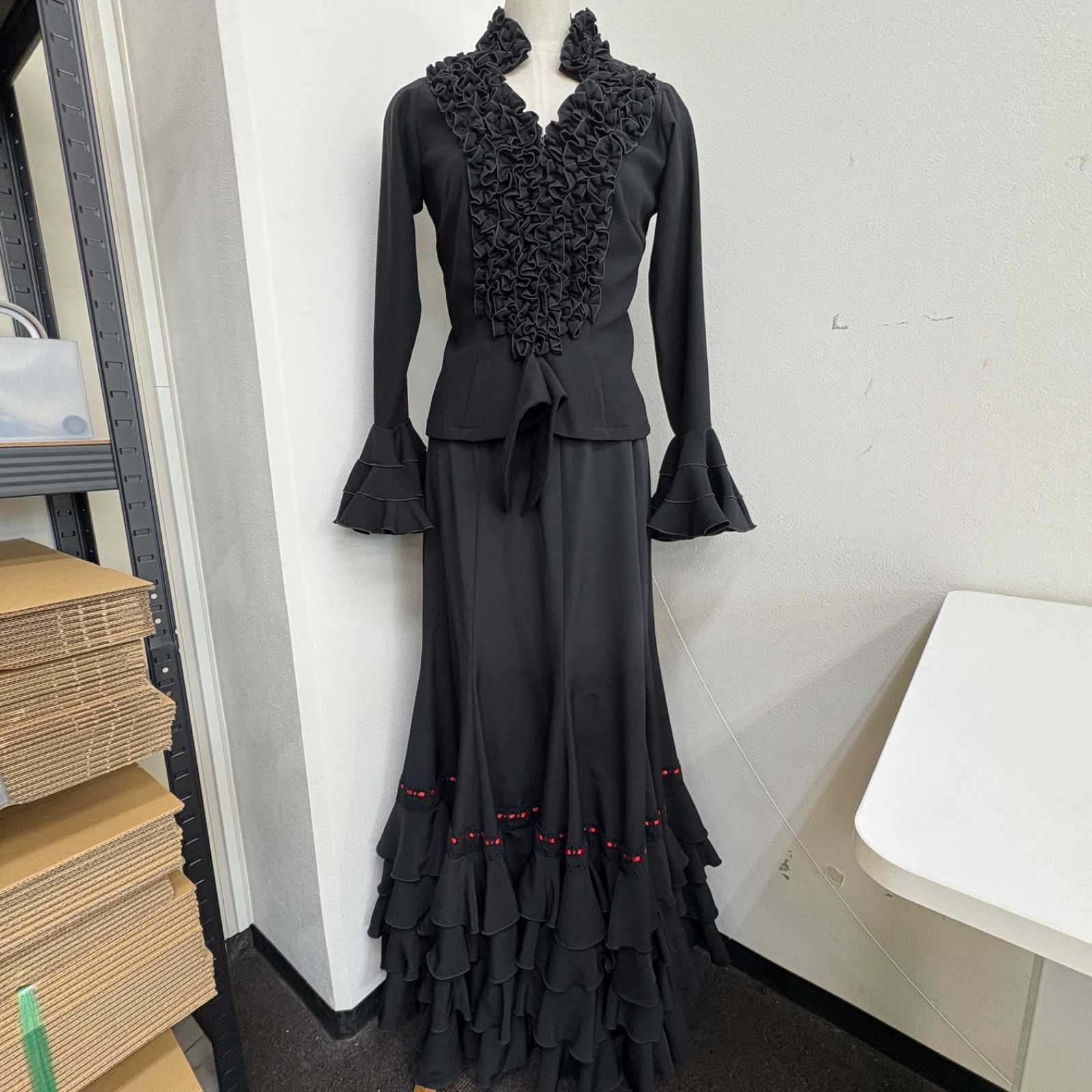 ソニアジョーンズ】フラメンコ衣装 ツーピース ブラウス フリル