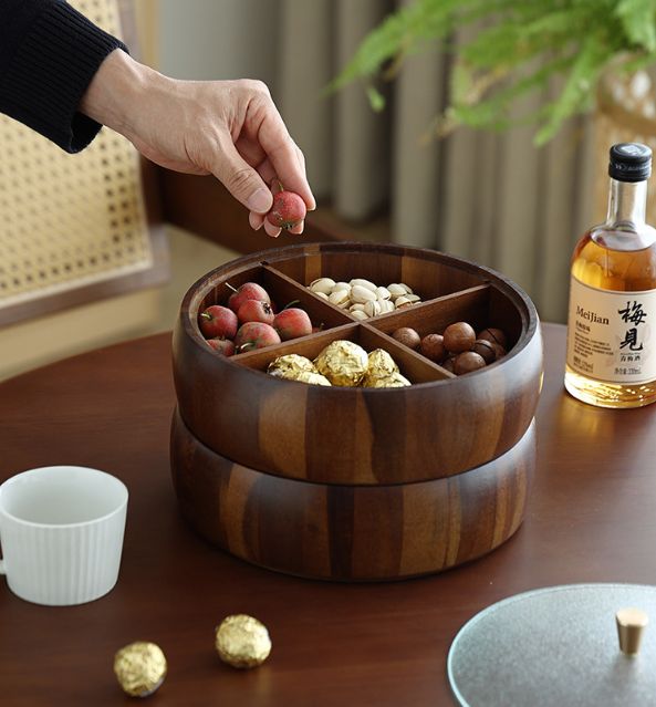 相思木 ナッツ皿 仕切り付き おせち ドライフルーツ 収納 お菓子 盛り合わせ トレー