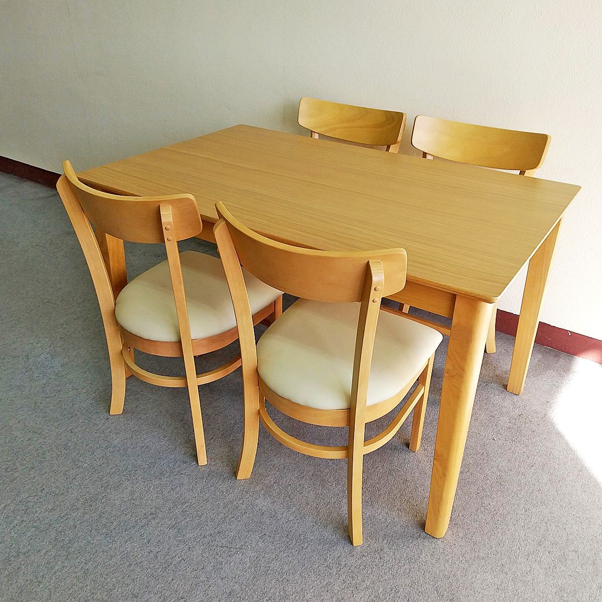 ダイニングテーブルセット 4人用 幅120 cm ナチュラル ミシェ120 NA 120テーブル アームレスチェア4脚