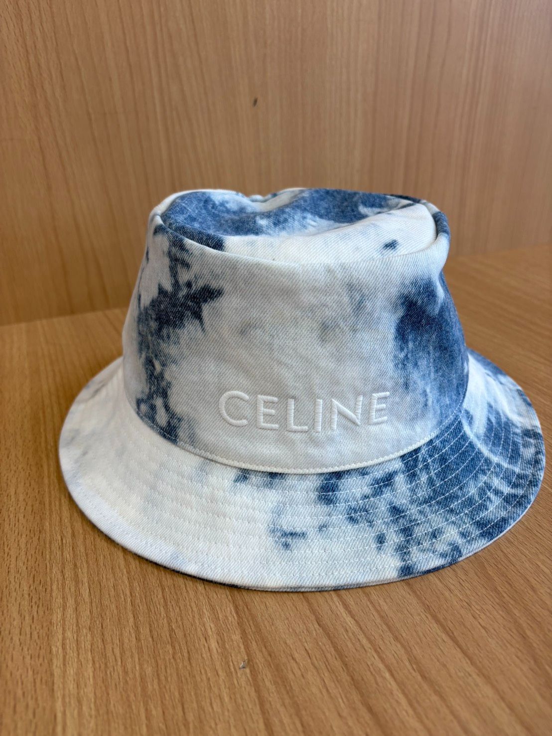 EL6】CELINE セリーヌ ハット サイズ:L 23SS ブリーチ 加工 ロゴ刺繍