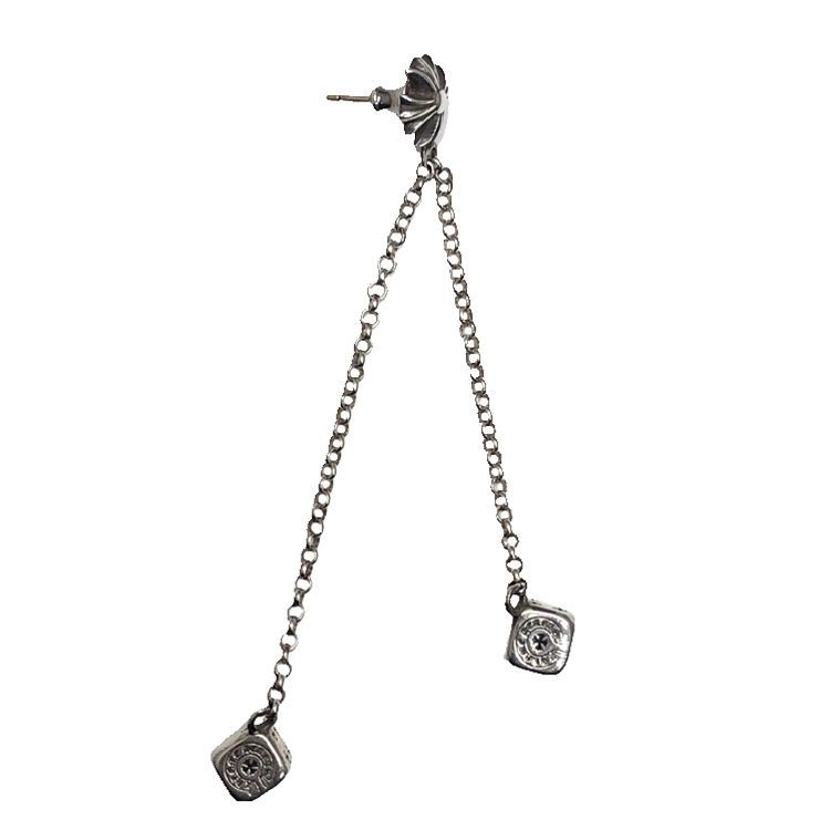 Chrome Hearts クロムハーツ DICE DBL ダブルダイス チェーンピアス SV 925 14 K シルバー ピアス CHプラス