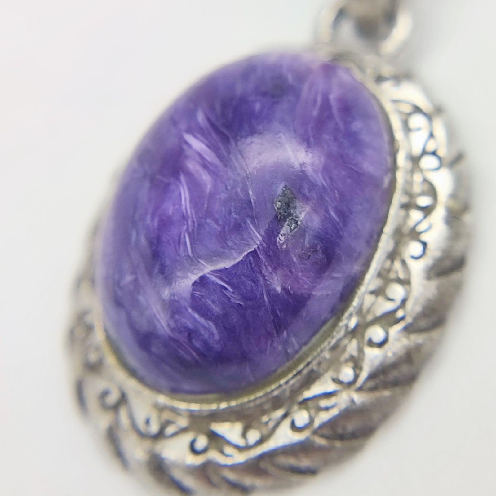 美品】SAAD サード チャロアイトネックレストップ 天然石 シルバー925