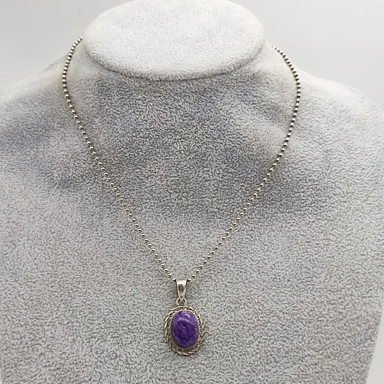 美品】SAAD サード チャロアイトネックレストップ 天然石 シルバー925