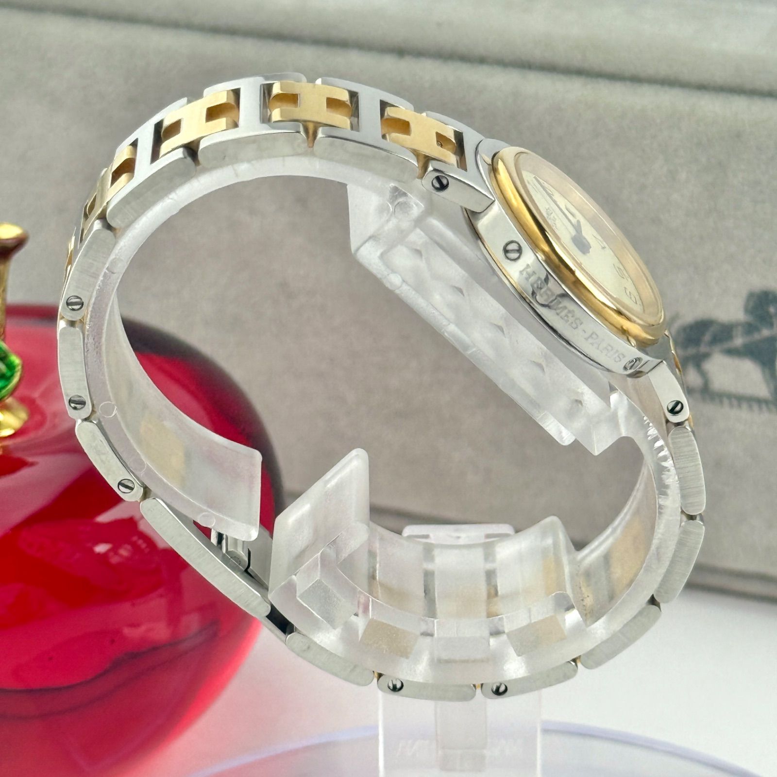 エルメス クリッパー Hベルト デイト 新品電池 レディース 腕時計 223