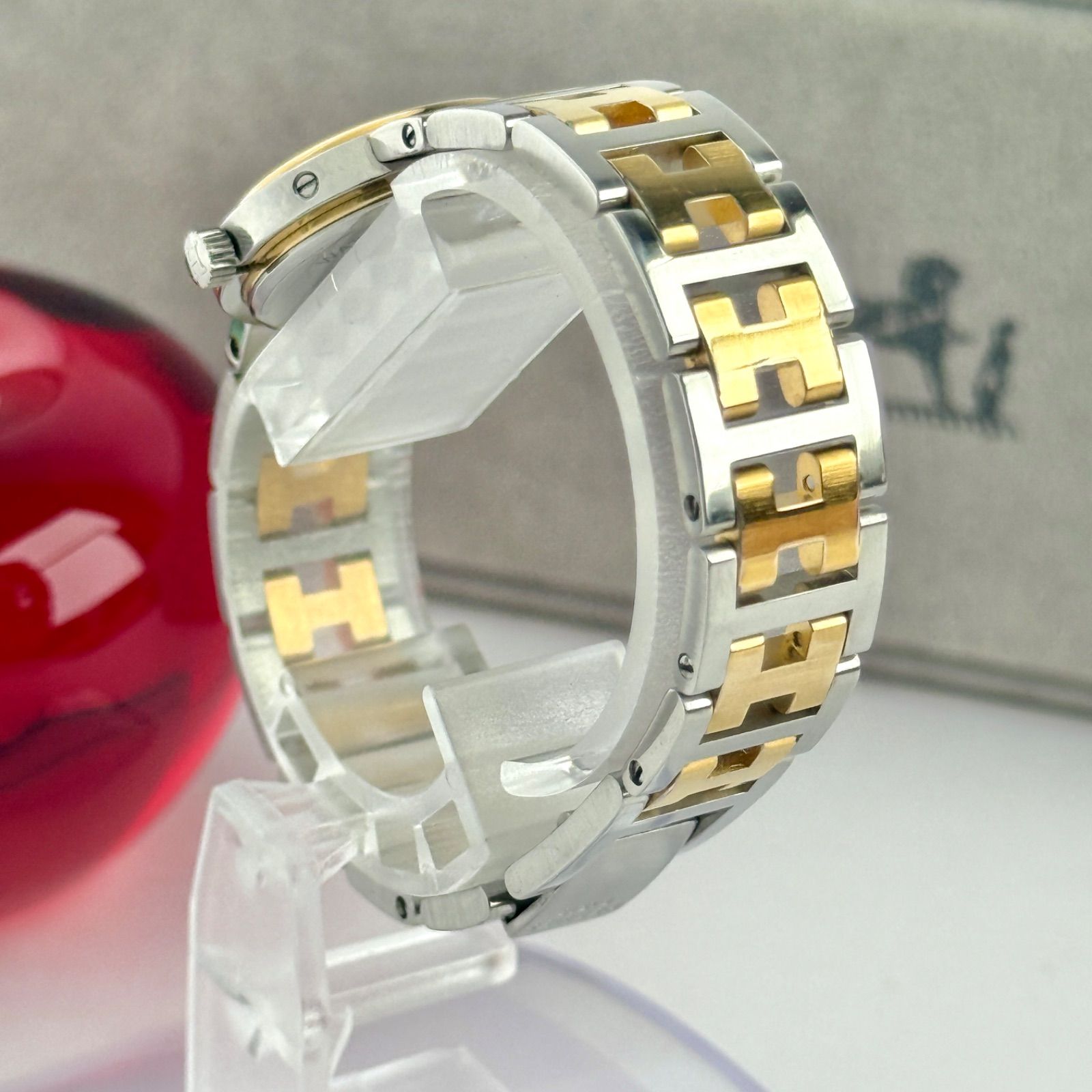 エルメス クリッパー Hベルト デイト 新品電池 レディース 腕時計 223