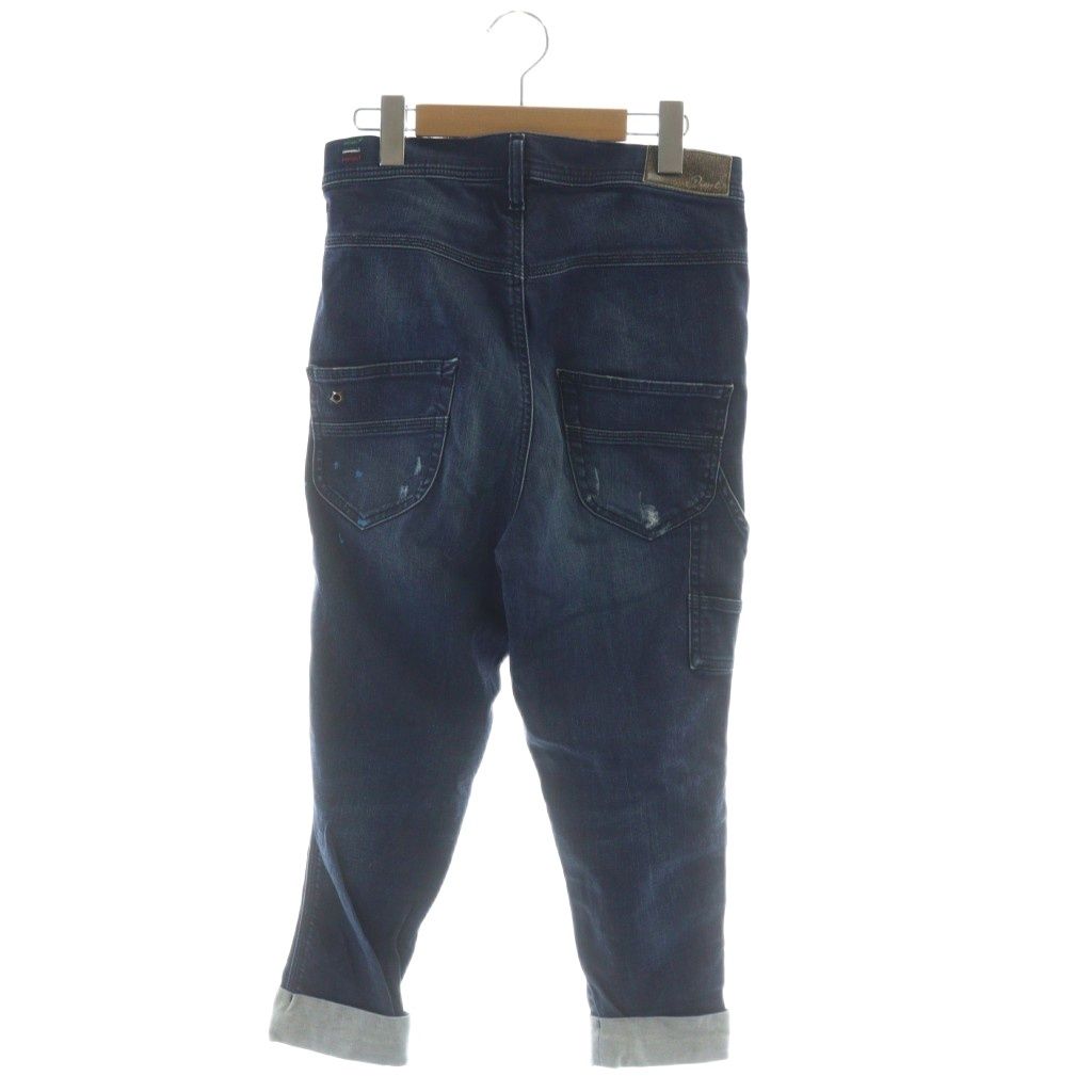 ディーゼル DIESEL WASH 0067 V STRETCH TINTSIE デニムパンツ ジーンズ ボタンフライ ロゴ ペイント加工 ダメージ加工 W 24 紺 ネイビー GY 18 MQ