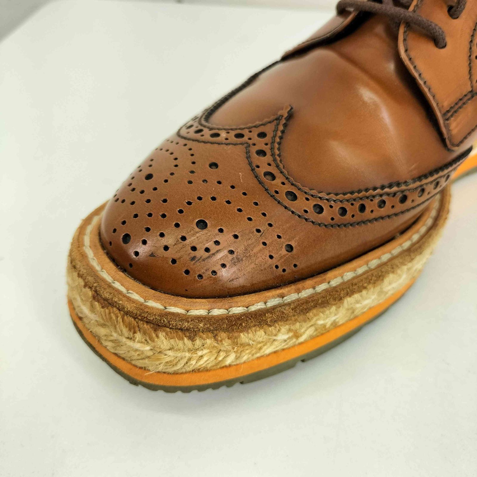 プラダ PRADA ウィングチップ エスパドリーユスタイル レースアップ