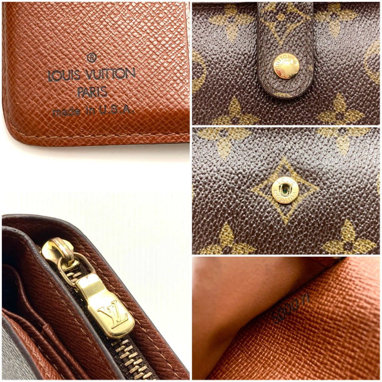 ルイヴィトン モノグラム コンパクトジップ ブラウン 二つ折り財布