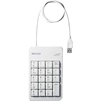 バッファロー 有線テンキー TabキーUSBハブ付 ホワイト