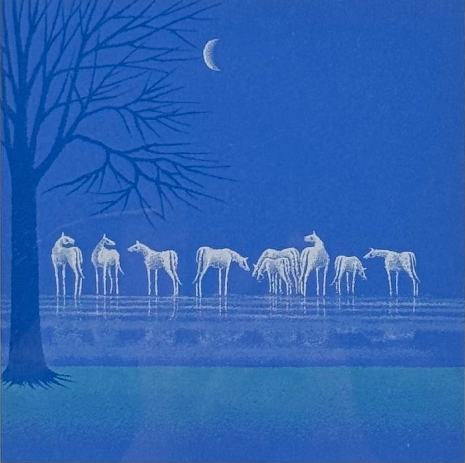 松浦敬文 「九頭馬」シルクスクリーン 岐阜県出身 慶美会会員 神秘的な