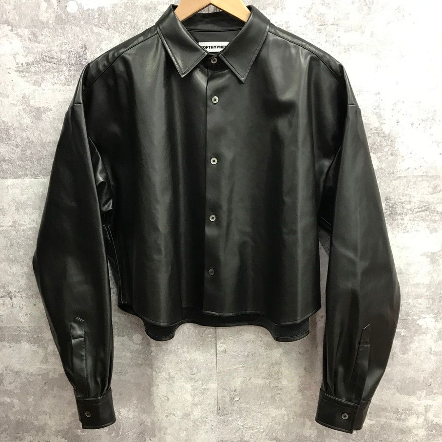 ジャケット・アウター SOFTHYPHEN FAUX LEATHER CROPPED SHIRT SOFTHYPHEN FAUX LEATHER CROPPED SHIRT (ソフトハイフン フェイク