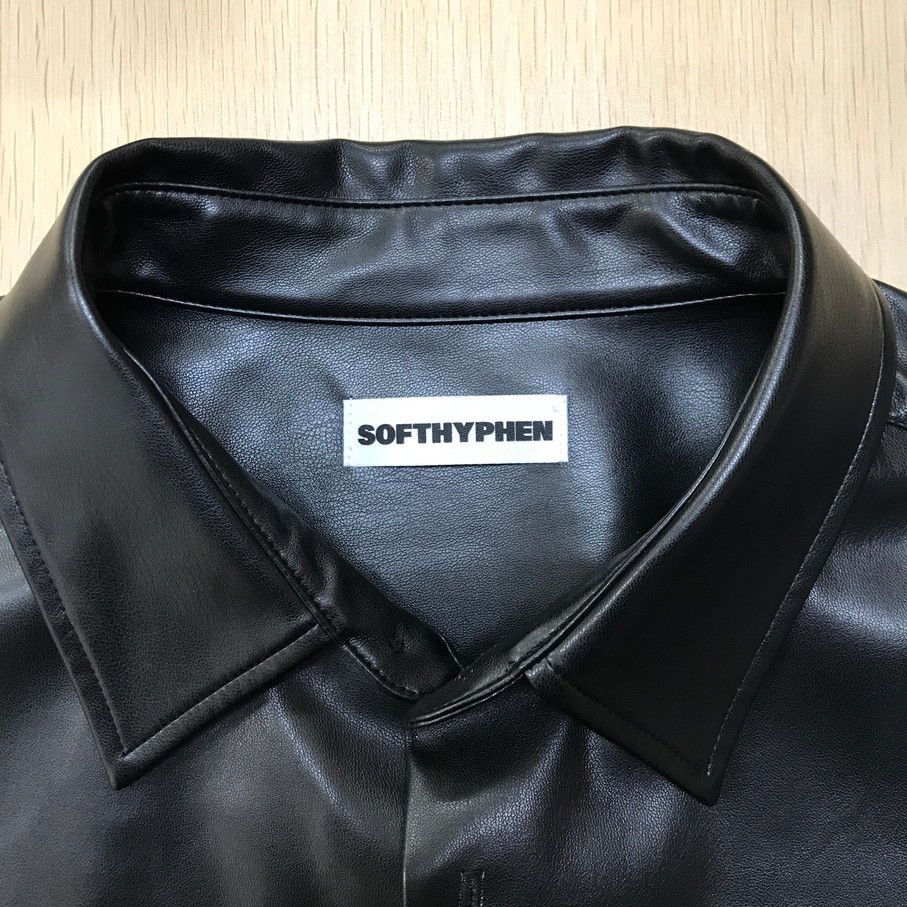 SOFTHYPHEN FAUX LEATHER CROPPED SHIRT (ソフトハイフン フェイク
