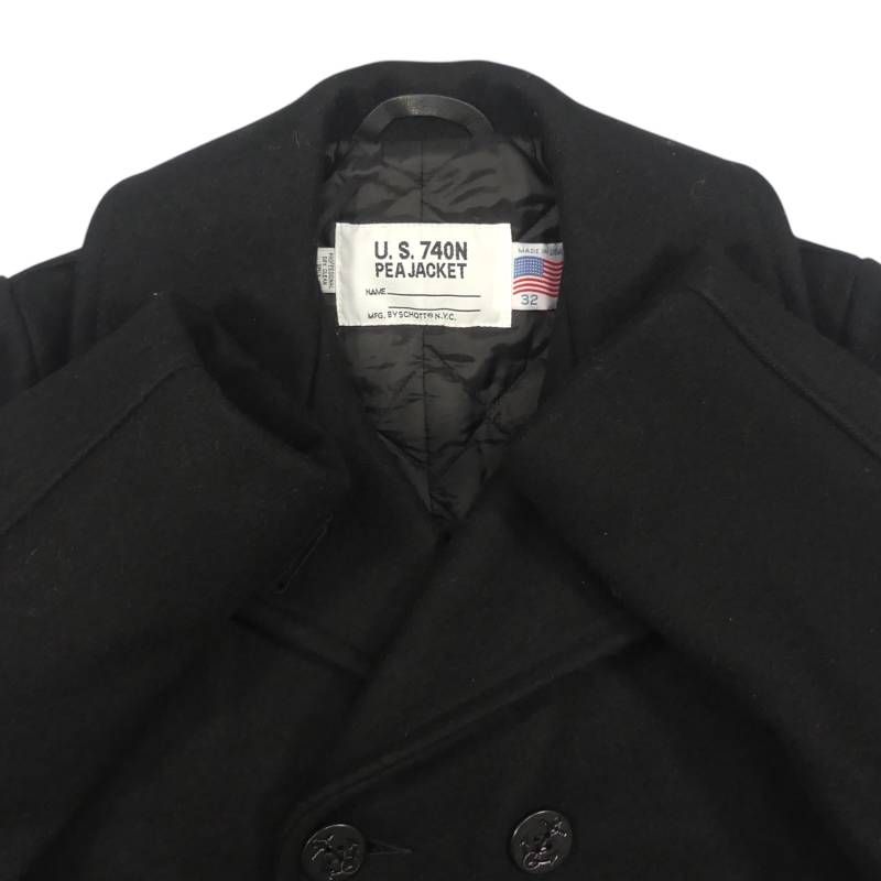 Schott ショット Pコート ピーコート ダブル 黒 ブラック 32