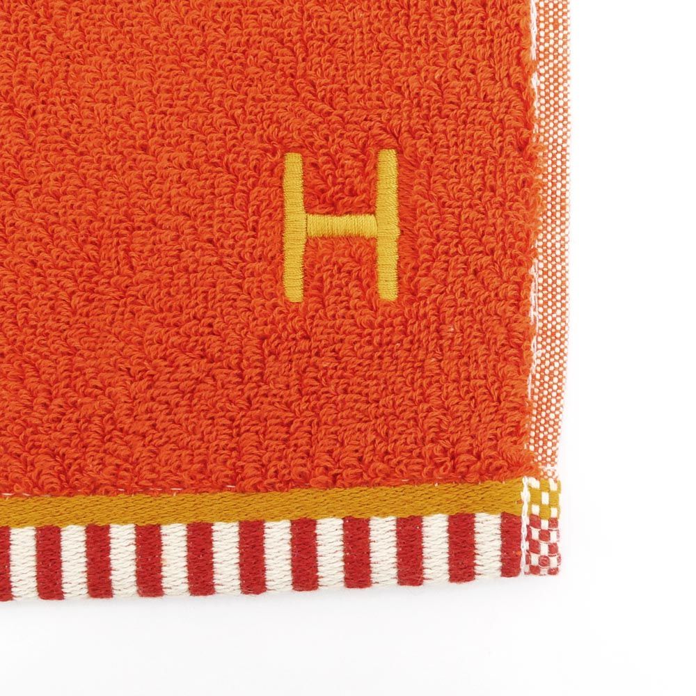 名東】エルメス カレ タオル ヴィス ヴェルサ オレンジ系 テラコッタ