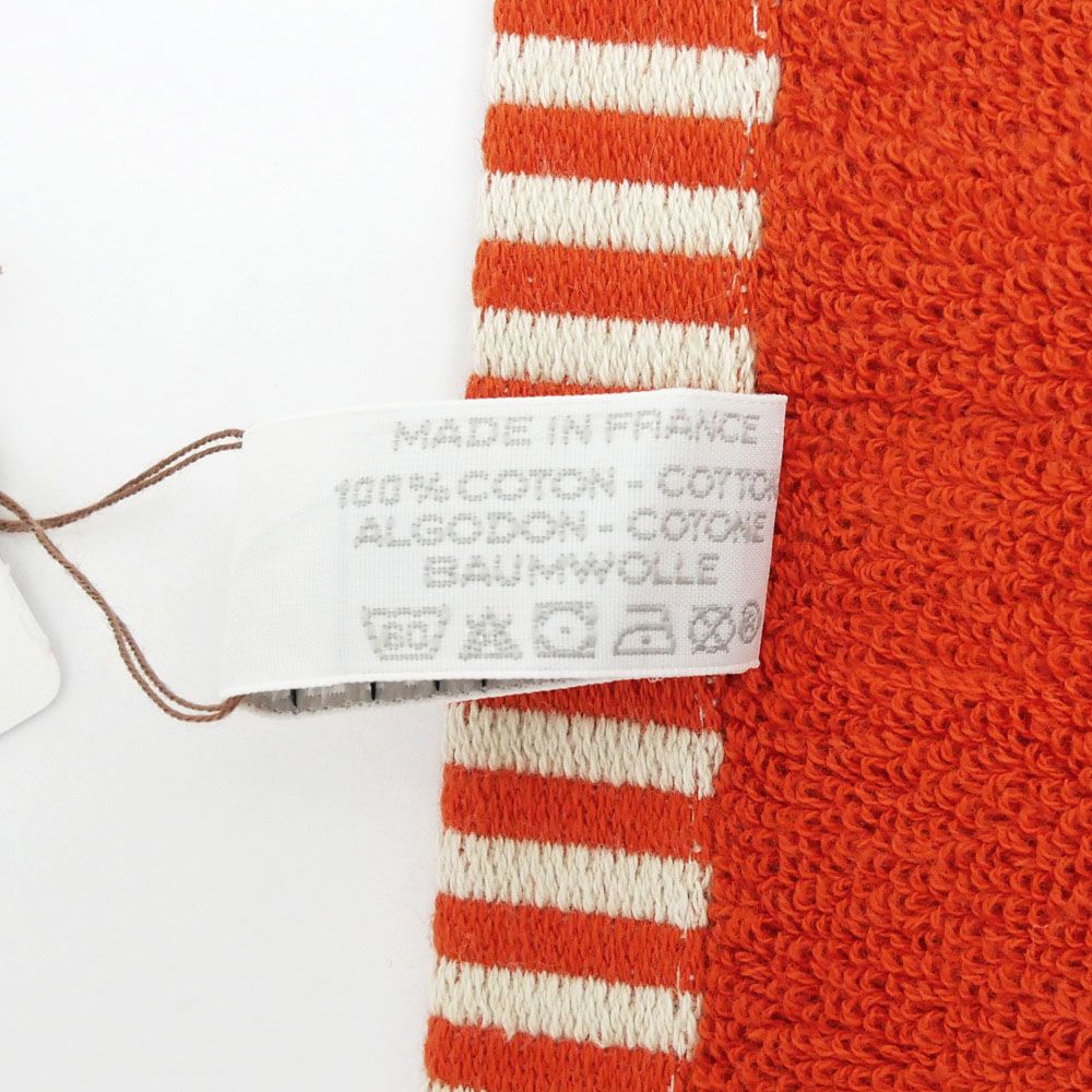 名東】エルメス カレ タオル ヴィス ヴェルサ オレンジ系 テラコッタ