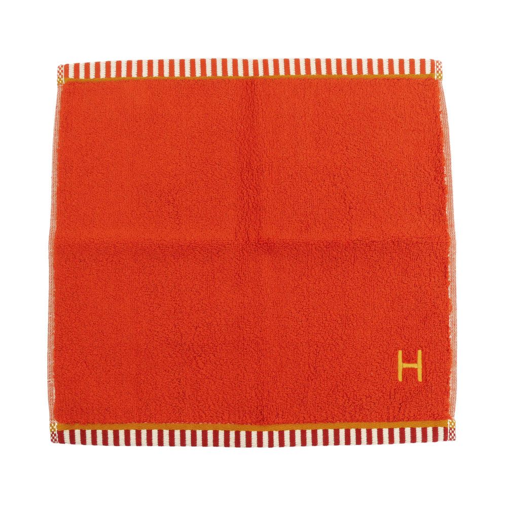 名東】エルメス カレ タオル ヴィス ヴェルサ オレンジ系 テラコッタ