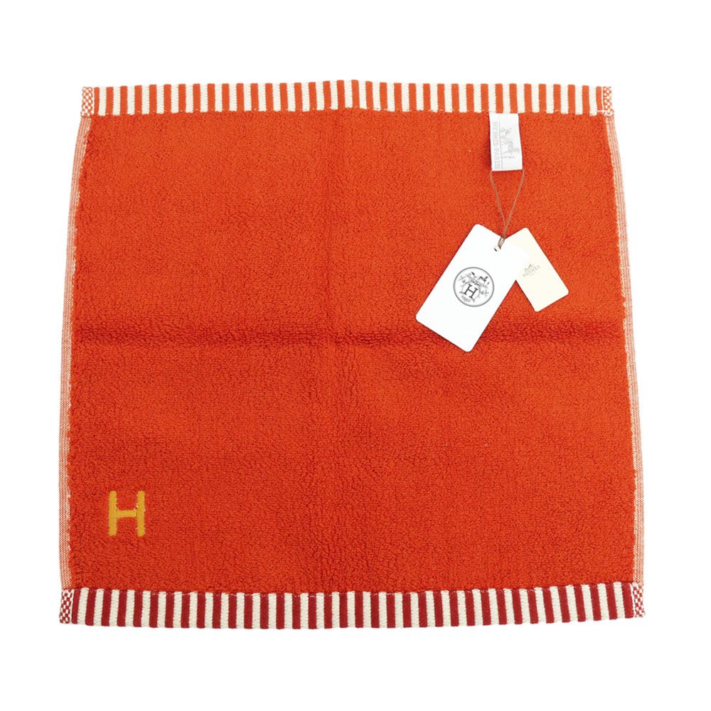 【未使用】HERMES オレンジ カレ・タオル ヴィス・ヴェルサ 名東】エルメス カレ タオル ヴィス ヴェルサ オレンジ系 テラコッタ