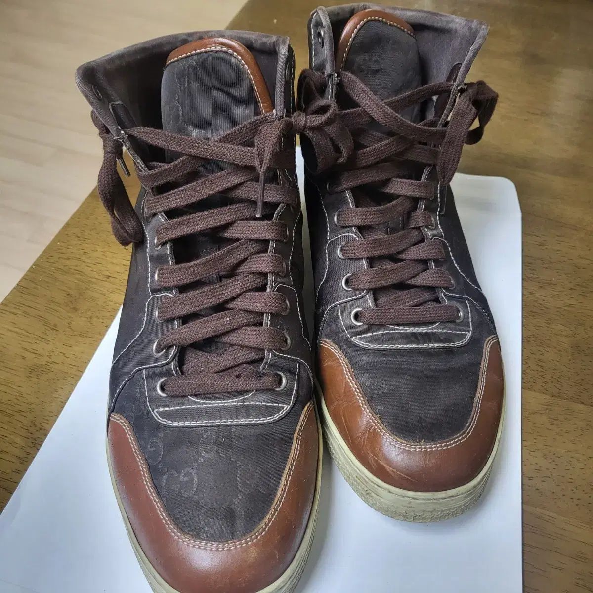 グッチ GUCCI GG パータン ハイトップ スニーカー ブラウン