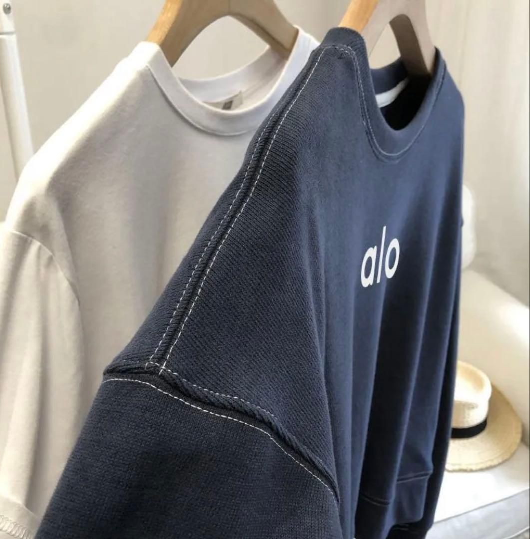 alo ネイビー クルーネック スウェット 新品 - メルカリ