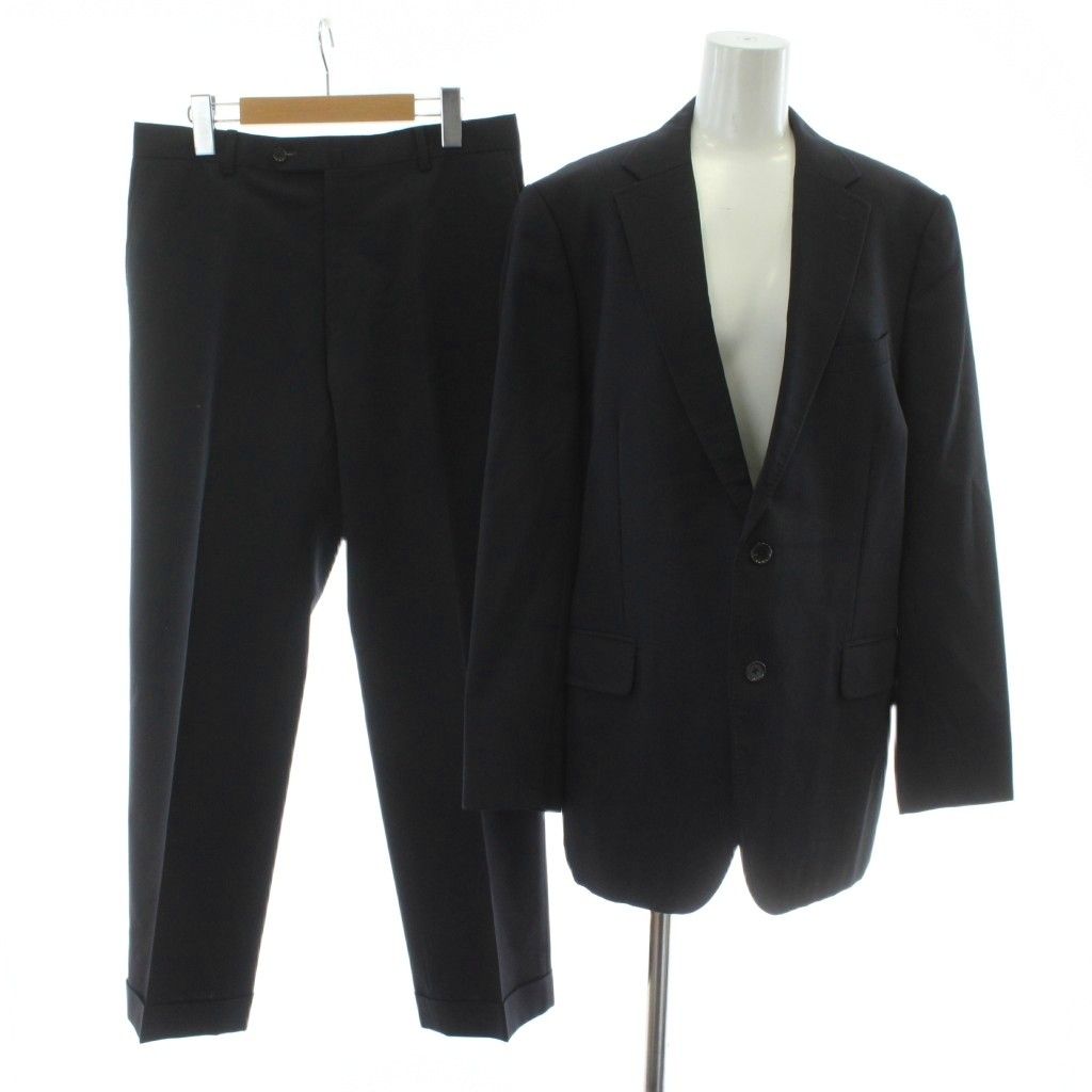 ポールスチュアート PAUL STUART スーツ セットアップ ジャケット パンツ スラックス センターベント ウール 46 L 黒 ブラック 2つボタン 01104 16 WTD PP GY 03