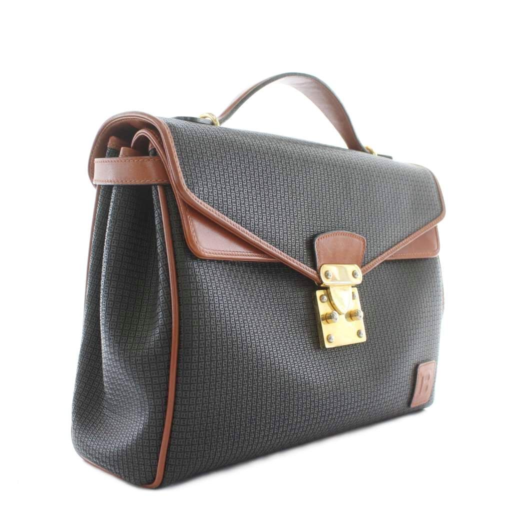 バリー BALLY ハンドバッグ レザー Bロゴ 総柄 ゴールド金具 黒