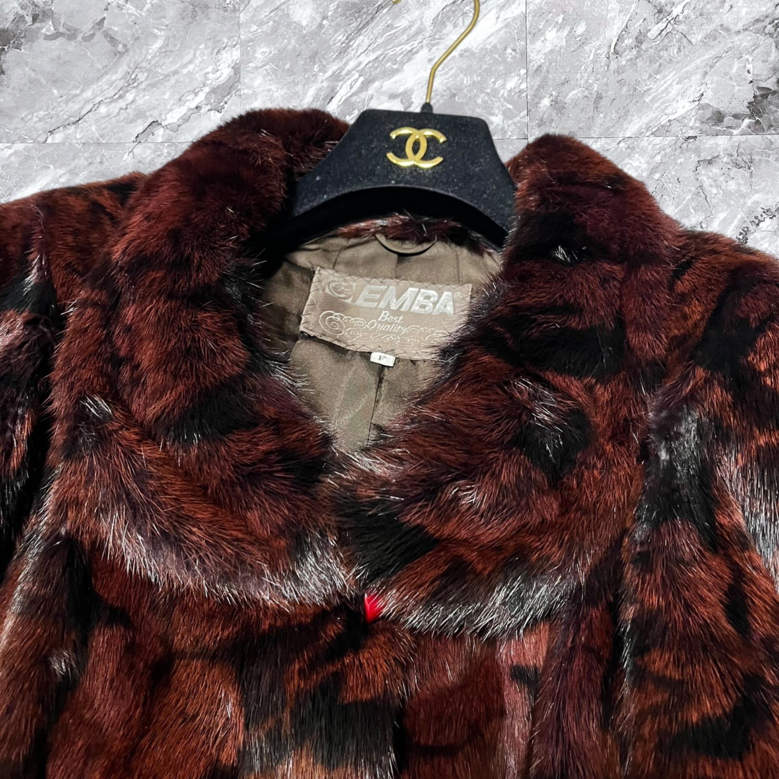 極美品 EMBA エンバ ファーコート 毛皮 レオパード 豹柄 ウィゼル