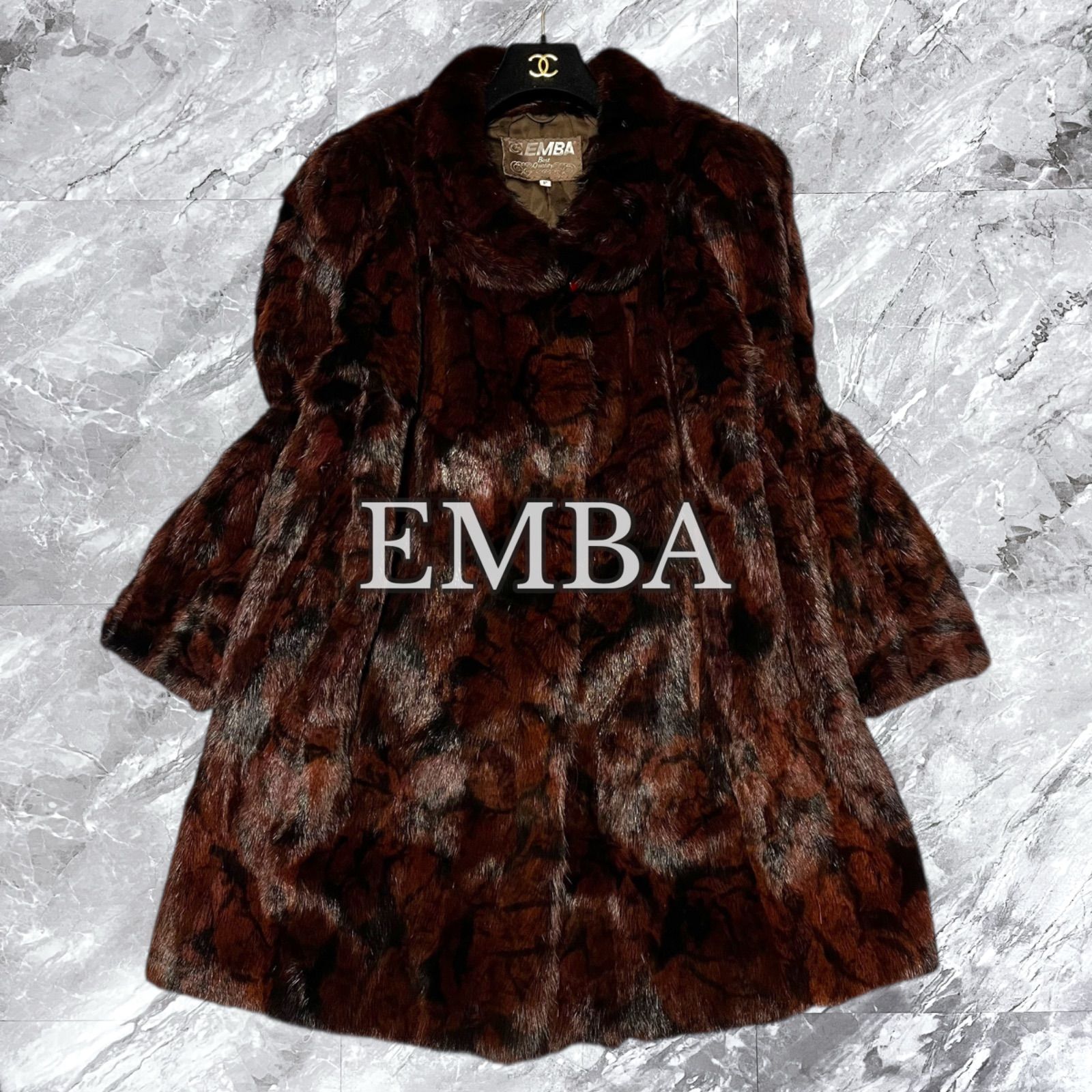 極美品 EMBA エンバ ファーコート 毛皮 レオパード 豹柄 ウィゼル