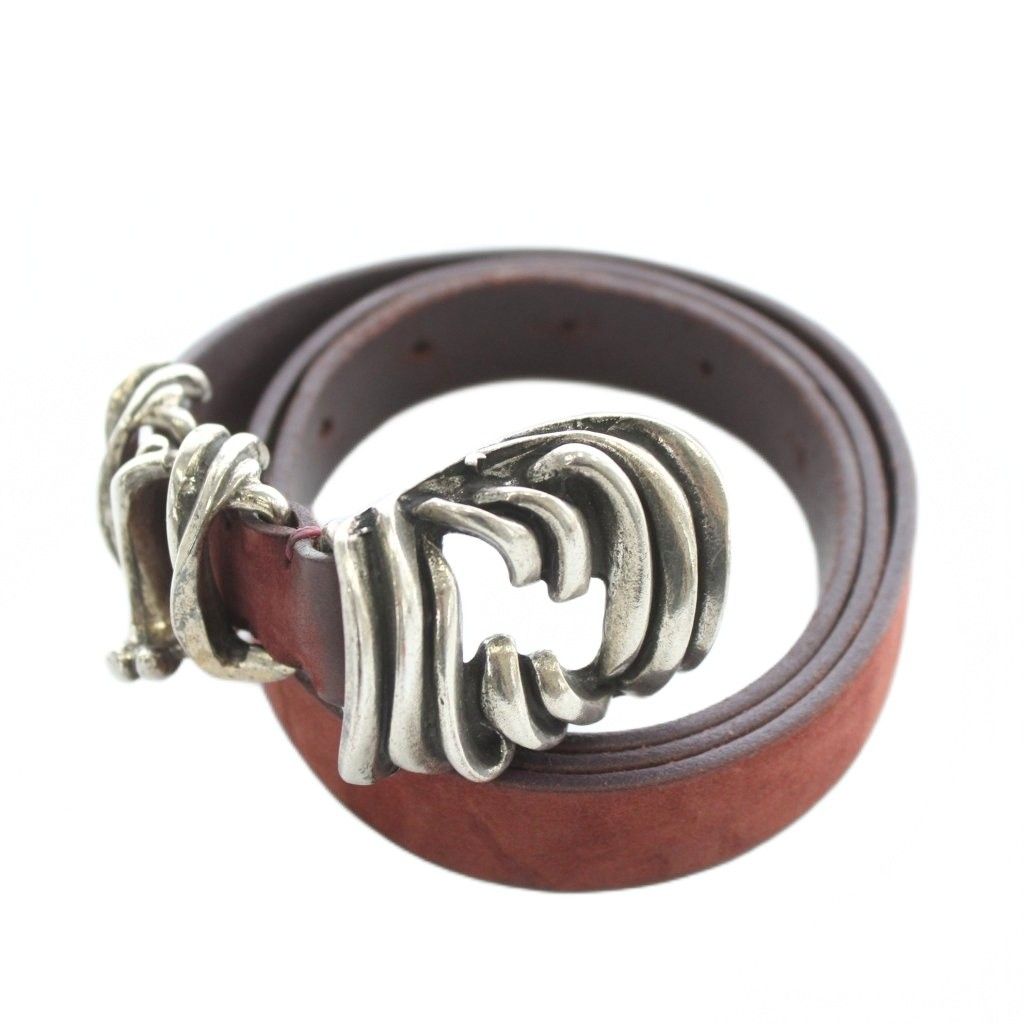 ディーゼル DIESEL BALICES 00 S 5 CQ ベルト バックル 牛革 レザー シルバー金具 80 32 茶色 ブラウン XZ GY 18