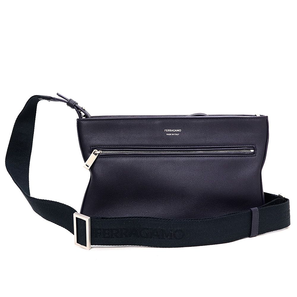 （未使用　展示品）サルヴァトーレフェラガモ Salvatore Ferragamo スターシェイプポーチ ショルダーバッグ 2WAY 斜め掛け カーフスキン レザー ミッドナイト シルバー金具 241655 サルヴァトーレフェラガモ スターシェイプポーチ ショルダーバッグ