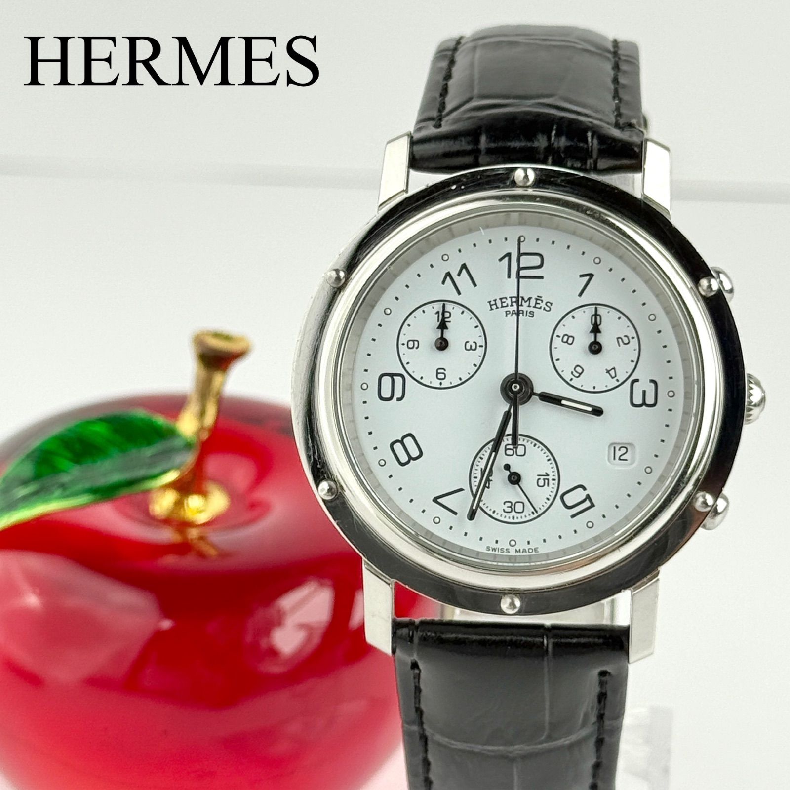 稼働品　新品電池　HERMESエルメス　クリッパー　ユニセックス 楽天市場】エルメス 腕時計 レディース クリッパー ナクレ クラシック