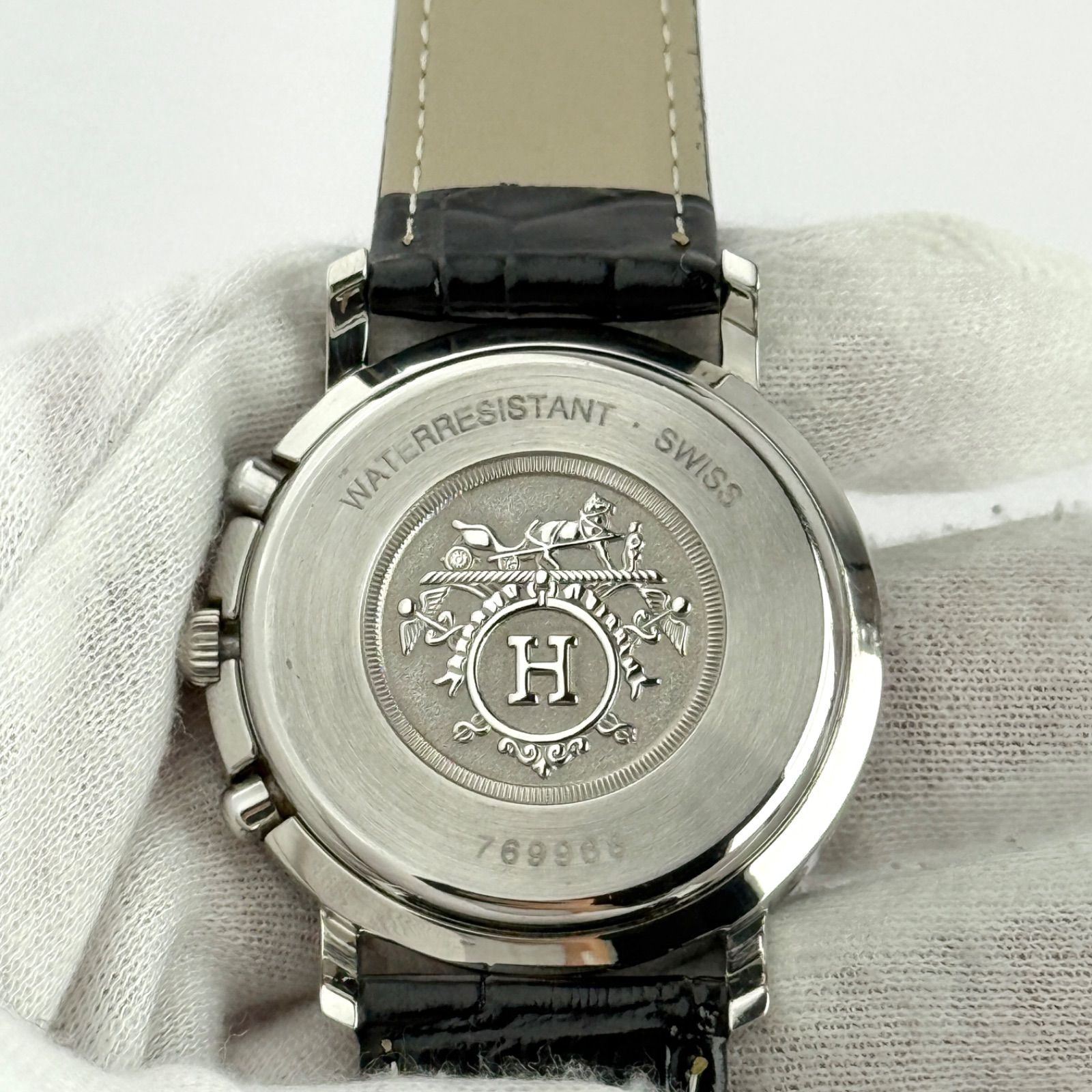 エルメス クリッパー クロノグラフ 新品ベルト 新品電池 メンズ 腕時計