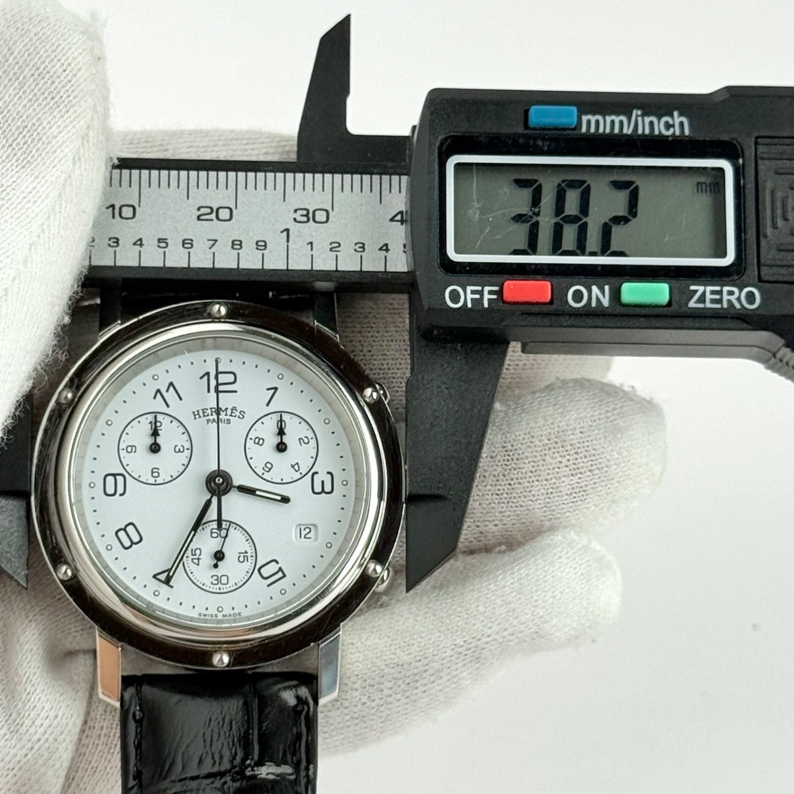 エルメス クリッパー クロノグラフ 新品ベルト 新品電池 メンズ 腕時計