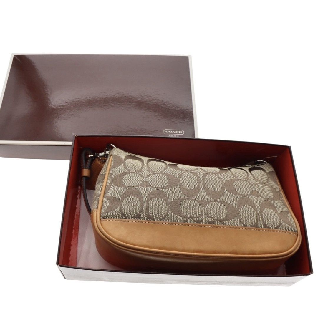 【美品】 COACH ミニバッグ アクセサリーポーチ シグネチャー ブラック COACH（コーチ） バッグ セカンドバッグ アクセサリーポーチ ポーチ