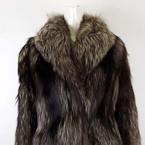 コート 毛皮コート シルバー フォックス ファー ショール M 9 グレー ブラウン リアルファー