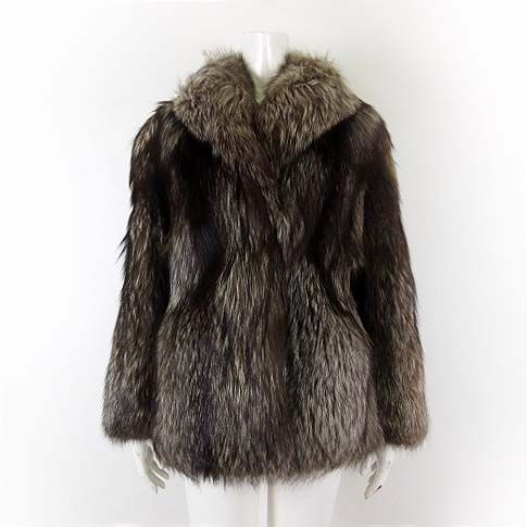 コート 毛皮コート シルバー フォックス ファー ショール M 9 グレー ブラウン リアルファー