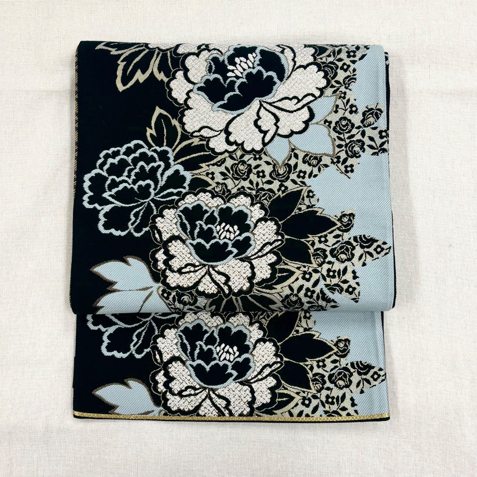 ♢振袖用袋帯♢ 帯 黒 青 白 成人式 六通 正絹 OB-034 - メルカリ