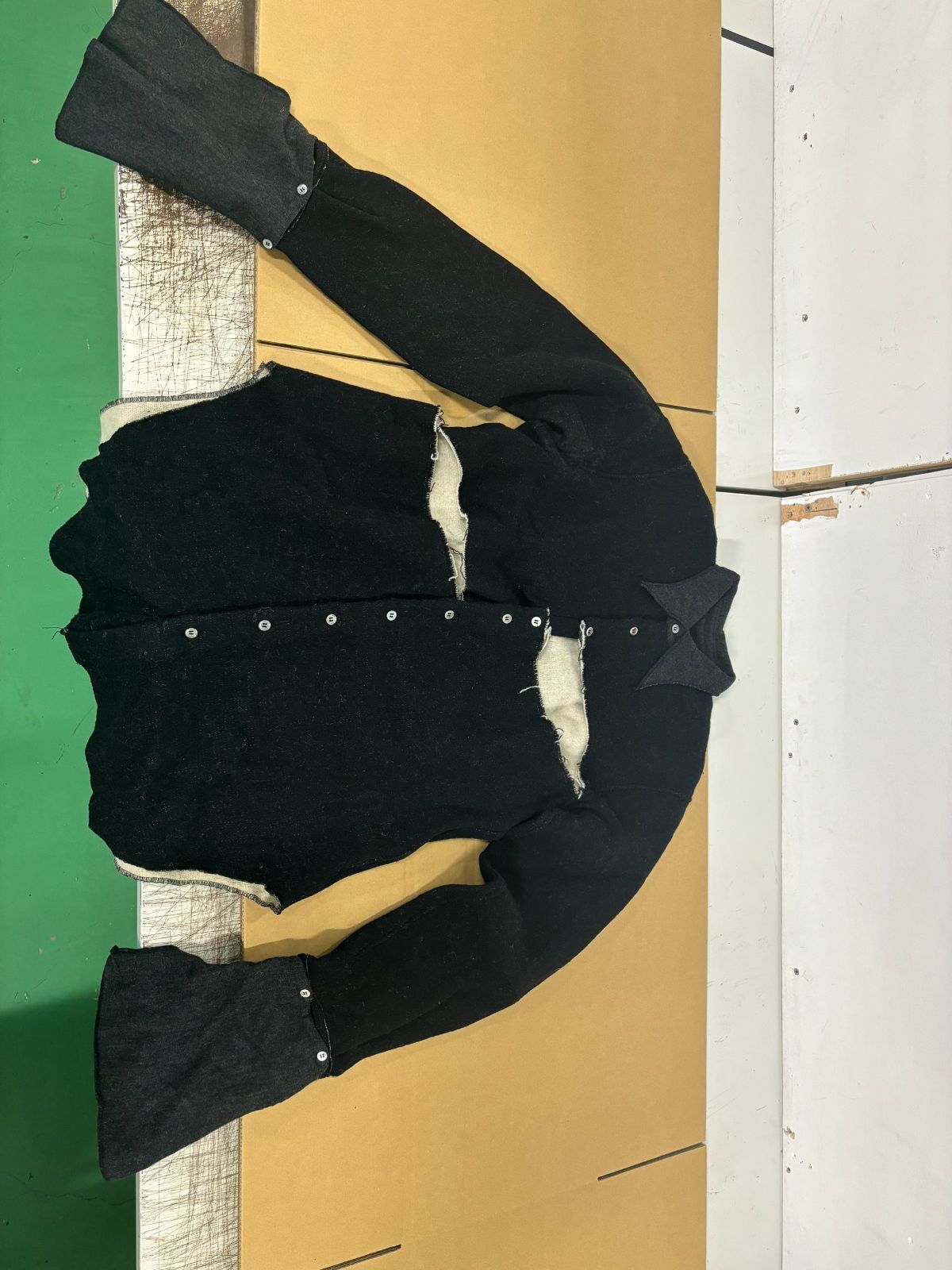 MO 00304 マサキマツシマ ウール グランジ 変形シャツ ジャケット ブラック