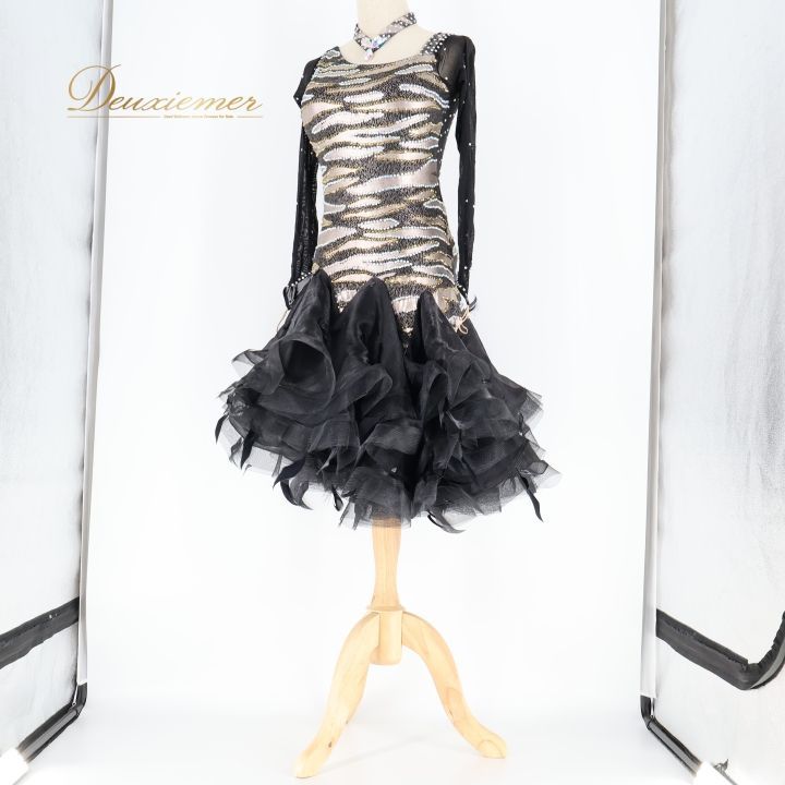 社交ダンスラテンドレス 黒とシルバー 社交ダンスラテンドレス 黒とシルバー ラテンドレス WL0085 ブラック