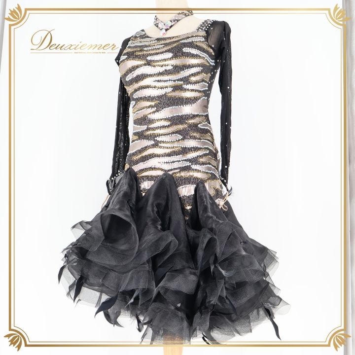 社交ダンスラテンドレス 黒とシルバー 社交ダンスラテンドレス 黒とシルバー ラテンドレス WL0085 ブラック