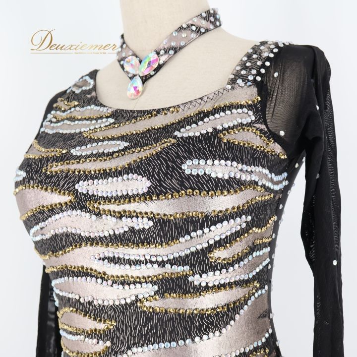 社交ダンス 衣装 ラテン ドレス ラテンドレス ワンピース 黒 フリル