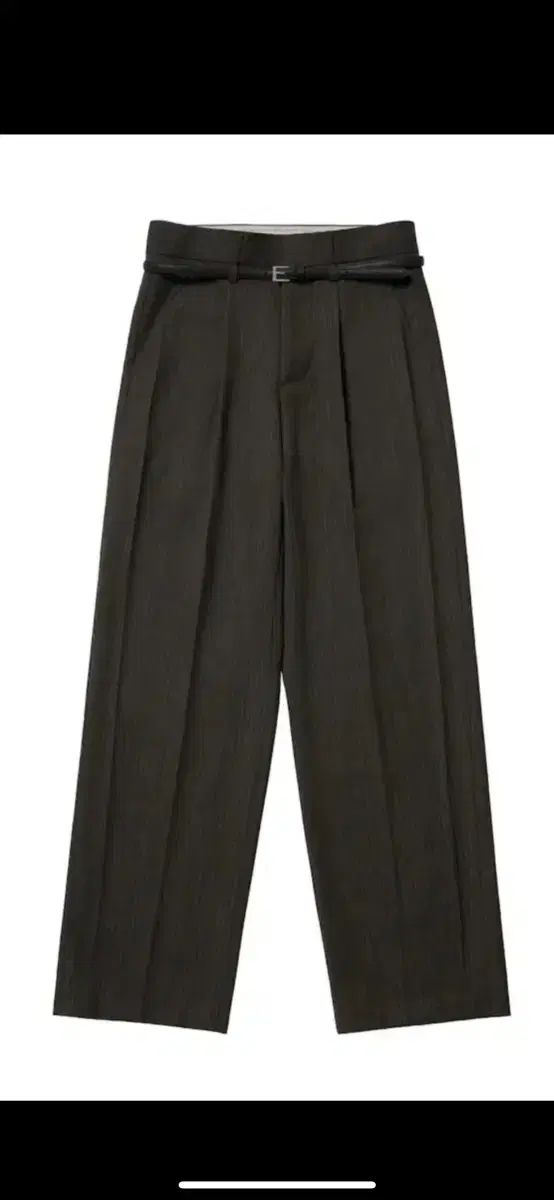 3 STU CREASE BELT SLACKS チャコールスラックス