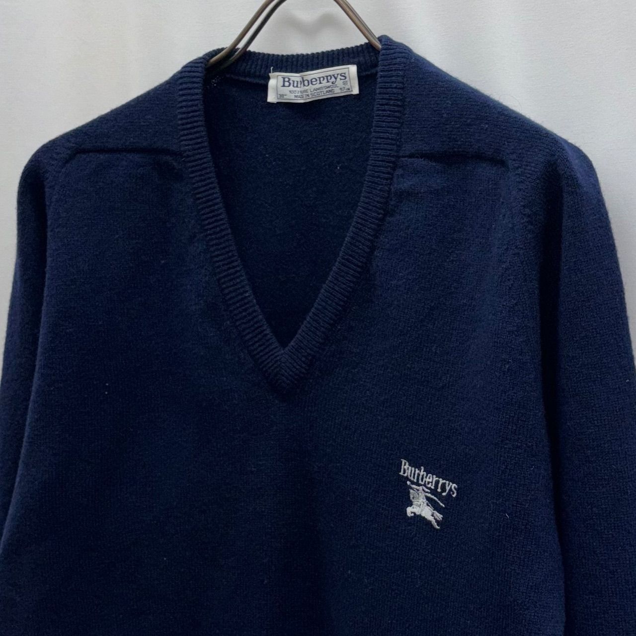 90s vintage burberrys knit ニット/セーター Vネック ネイビー - メルカリ