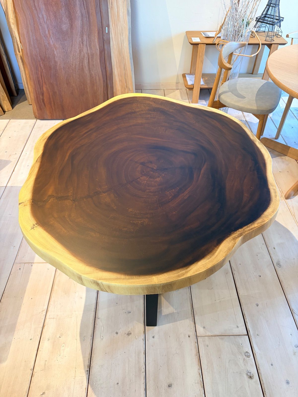 限定品】一枚板 モンキーポッド 天板 輪切り 無垢材 オーガニック ロー