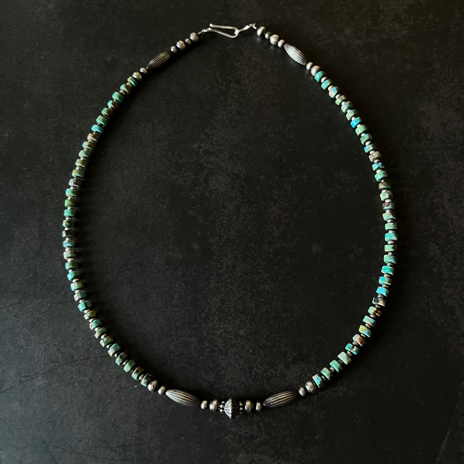 silver925ナバホパール×天然ターコイズのネックレス40.5cm rt'(oo