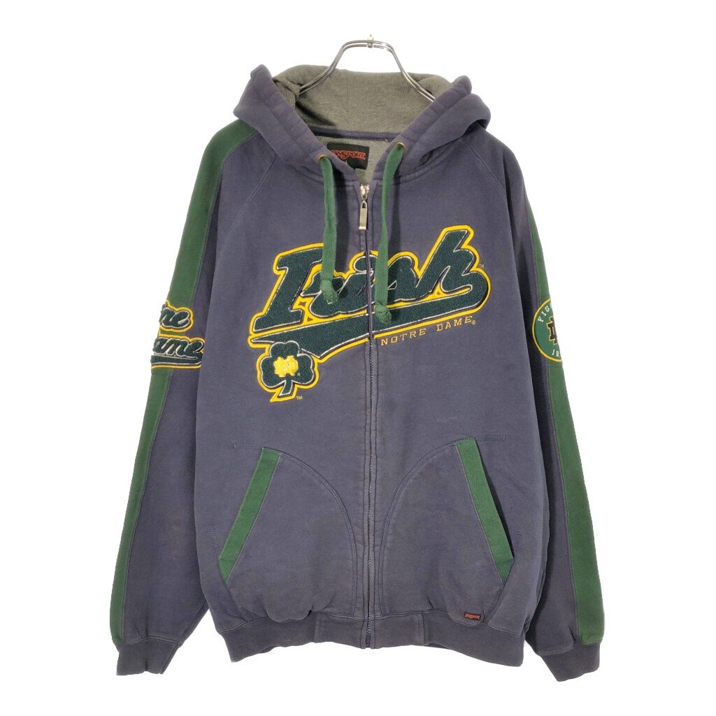 JANSPORT ノートルダム・ファイティングアイリッシュ フルジップ スウェットパーカー カレッジ ネイビー(メンズ L)中古 古着 V8325