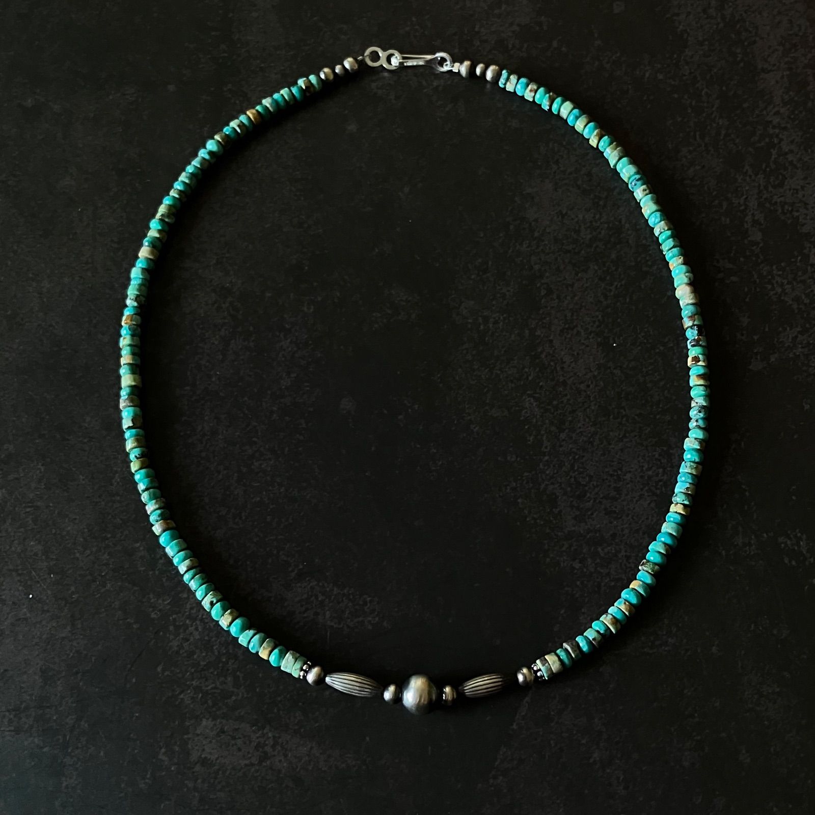 silver925ナバホパール×天然ターコイズのネックレス43.8cm ru